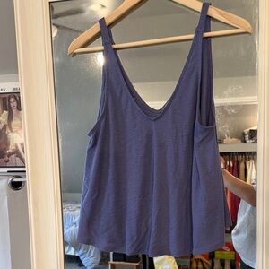 Anthropologie Deep Blue V-Neck Ribbed Tank